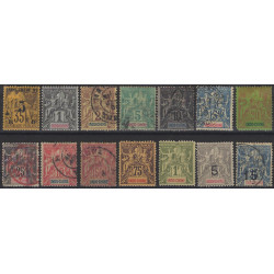 Indochine Française sélection de timbres émis entre 1889-1908.