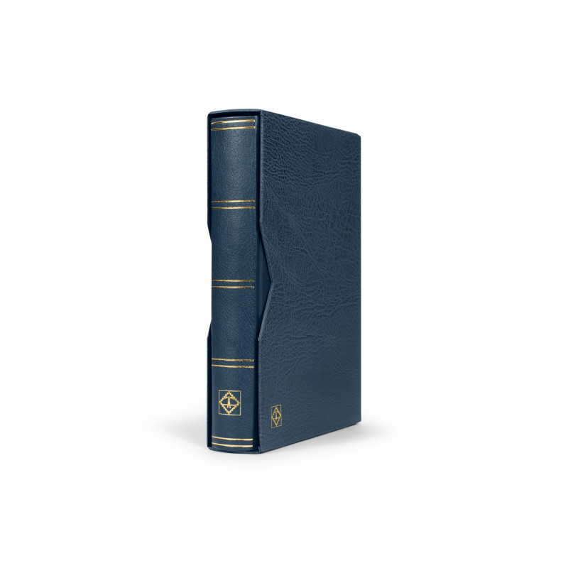 Classeur Premium cuir pour timbres 64 pages noires avec étui.