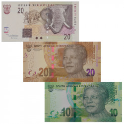 Afrique du Sud 3 billets de banque neufs.