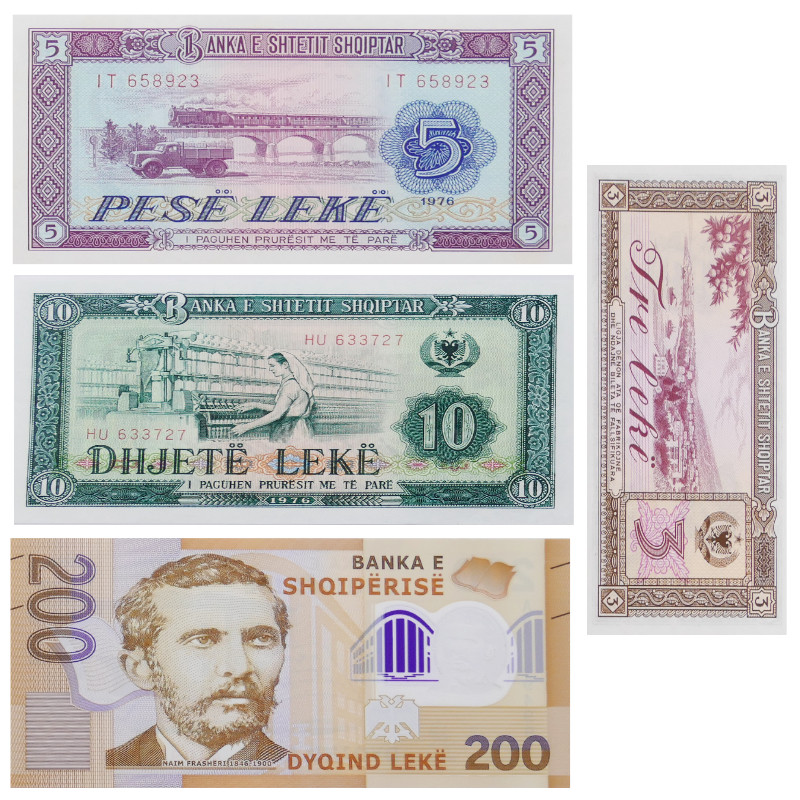 Albanie 4 billets de banque neufs. - Philantologie