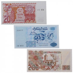 Algérie 3 billets de banque neufs.