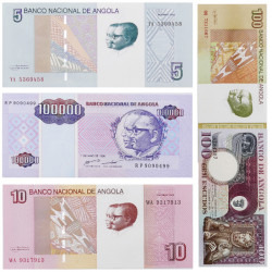 Angola 5 billets de banque neufs.