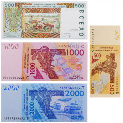 Afrique Occidentale 4 billets de banque neufs.