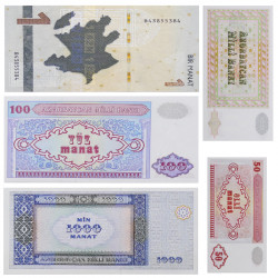 Azerbaïdjan 5 billets de banque neufs.