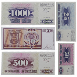 Bosnie 5 billets de banque neufs.