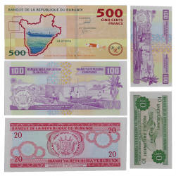 Burundi 5 billets de banque neufs.