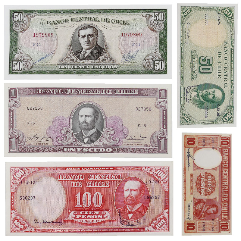 Chili 5 billets de banque neufs.