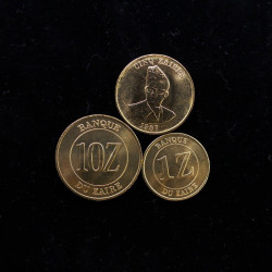 Zaïre 3 monnaies de collection.