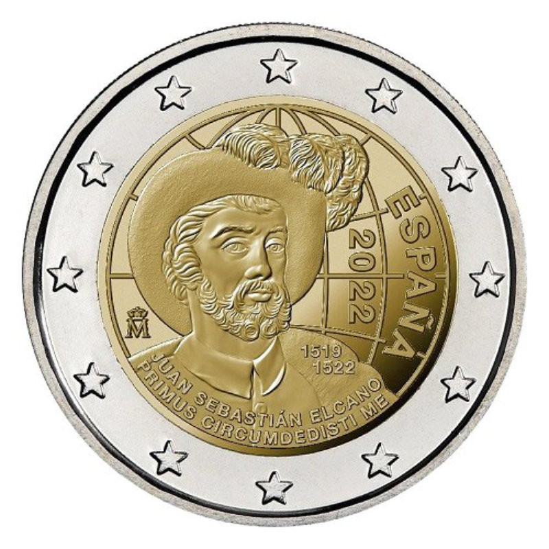 2 euros commémorative Espagne 2022 -  Première Circumnavigation.