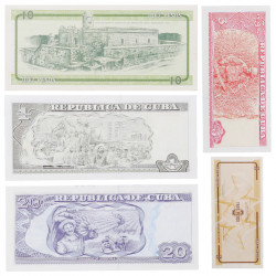Cuba 5 billets de banque neufs.