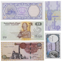 Egypte 5 billets de banque neufs.