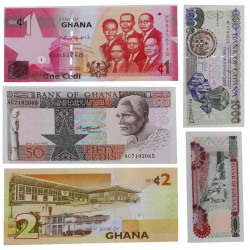 Ghana 5 billets de banque neufs.