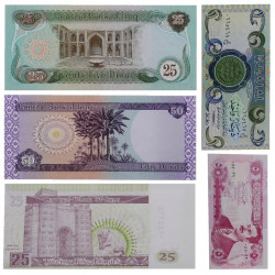 Irak 5 billets de banque neufs.