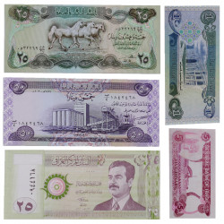 Irak 5 billets de banque neufs.