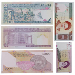 Iran 5 billets de banque neufs.