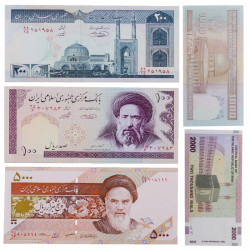 Iran 5 billets de banque neufs.