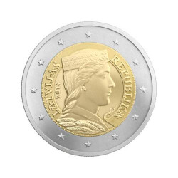 2 euros officielle Lettonie 2014 - Jeune femme Letton.