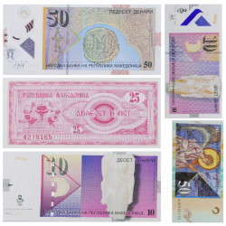 Macédoine 5 billets de banque neufs.