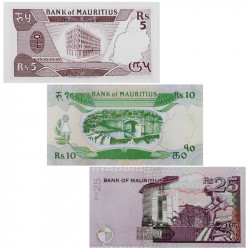 Maurice 3 billets de banque neufs.