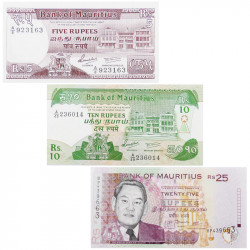 Maurice 3 billets de banque neufs.