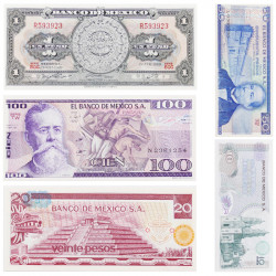 Mexique 5 billets de banque neufs.