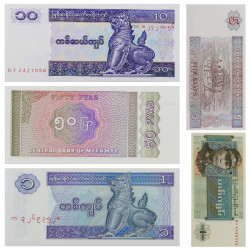 Myanmar 5 billets de banque neufs.