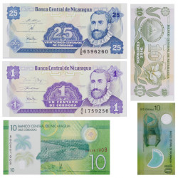 Nicaragua 5 billets de banque neufs.