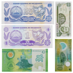 Nicaragua 5 billets de banque neufs.