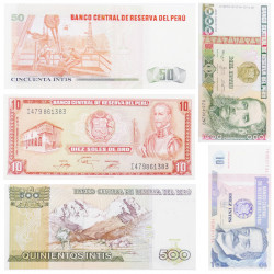 Pérou 5 billets de banque neufs.
