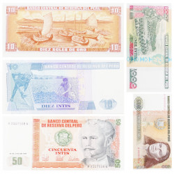 Pérou 5 billets de banque neufs.