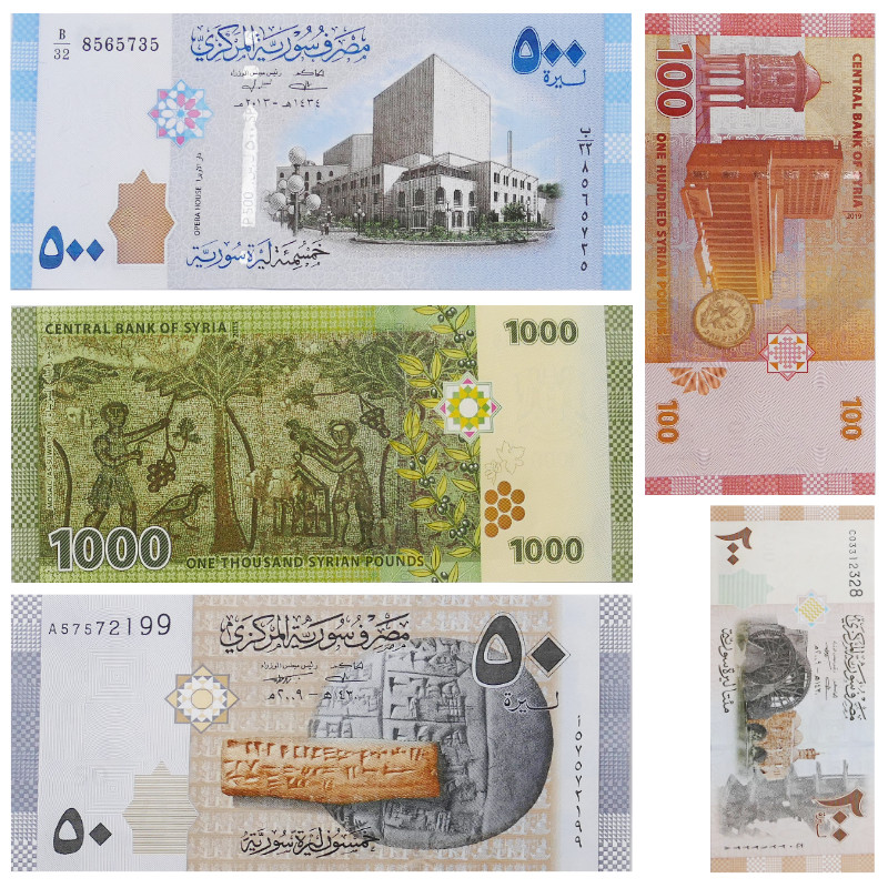 Syrie 5 billets de banque neuf pour collection.