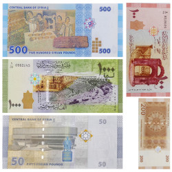 Syrie 5 billets de banque neuf pour collection.