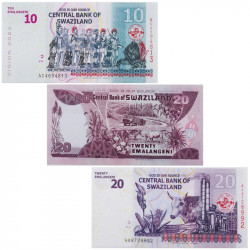 Swaziland 3 billets de banque neufs.