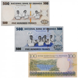 Rwanda 3 billets de banque neufs.