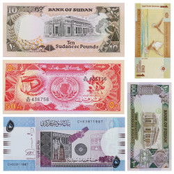 Soudan 5 billets de banque neufs.