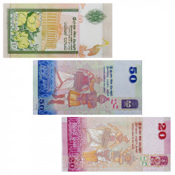 Sri Lanka 3 billets de banque neufs.