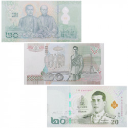 Thaïlande 3 billets de banque neufs.