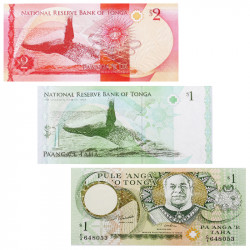 Tonga 3 billets de banque neufs.