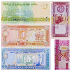 Turkménistan 5 billets de banque neufs.