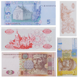 Ukraine 5 billets de banque neufs.