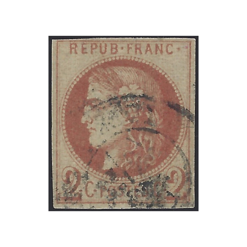 Bordeaux timbre de France N°40Ad brun-rouge oblitéré, RR.