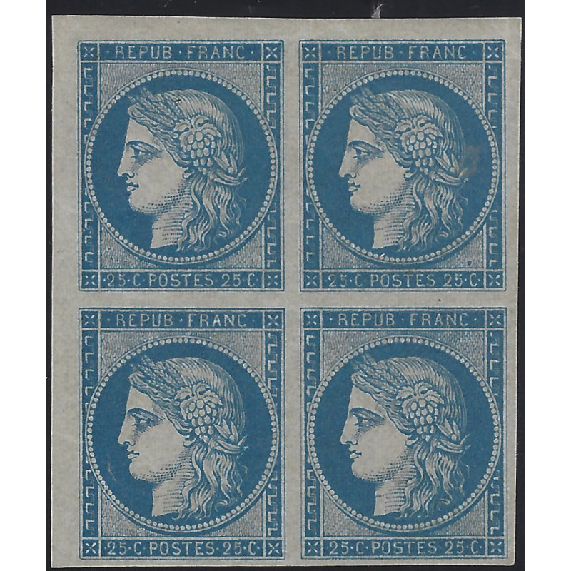 Cérès non dentelé timbre de France N°4d bloc de 4 neuf*, R.