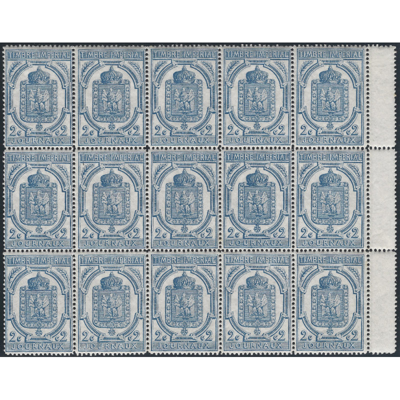 Timbre pour journaux de France N°8 bloc de 15 neuf**, R.