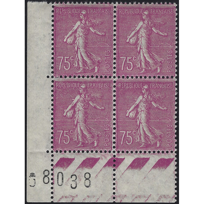 Semeuse lignée timbre de France N°202a bloc de 4 cdf neuf**, RRR.