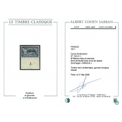Timbre des cours d'instruction de France N°123-CI 1 bdf neuf**, RR.