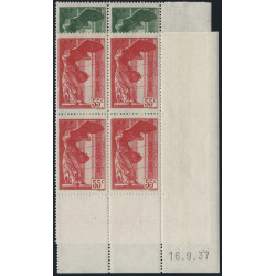 Victoire de Samothrace timbres de France N°354-355 série en bloc coin daté neuf**.