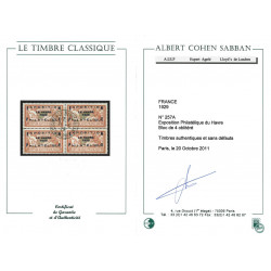 Le Havre timbre de France N°257A bloc de 4 oblitéré, R.