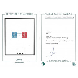Bloc-feuillet de timbres N°2 - Strasbourg neuf**.