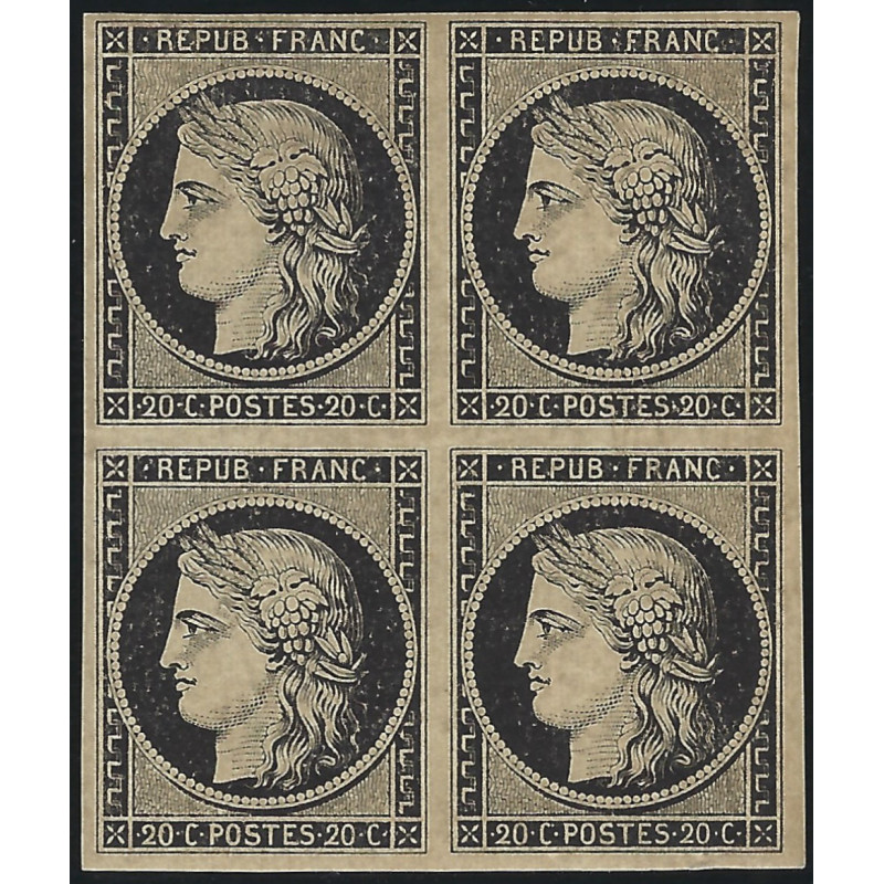 Cérès non dentelé timbre de France N°3 bloc de 4 neuf*, R.