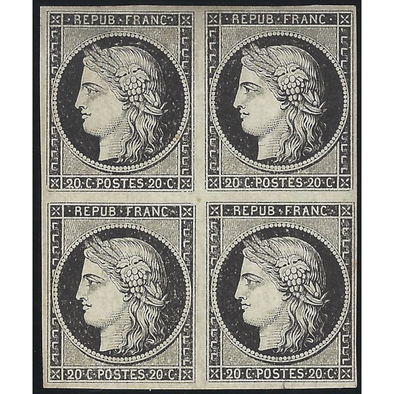 Cérès non dentelé timbre de France N°3a bloc de 4 neuf*, R.